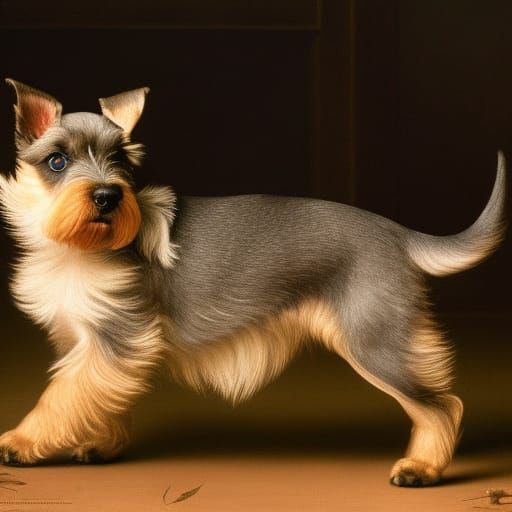 Schnauzer Puppy: Renaissance Art, Hyperdetailed