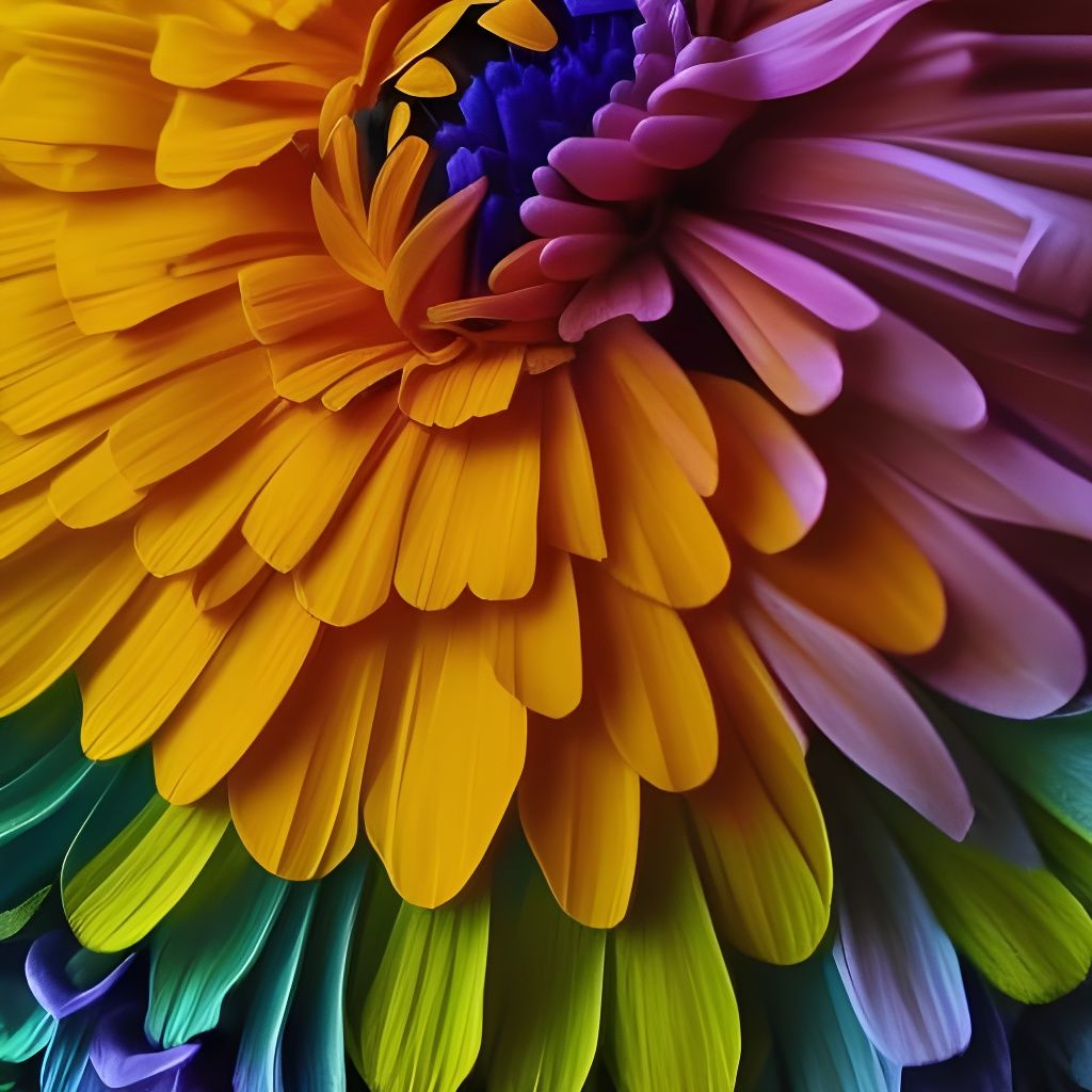 Rainbow Marigold in Extreme Close-Up: Digital Painting