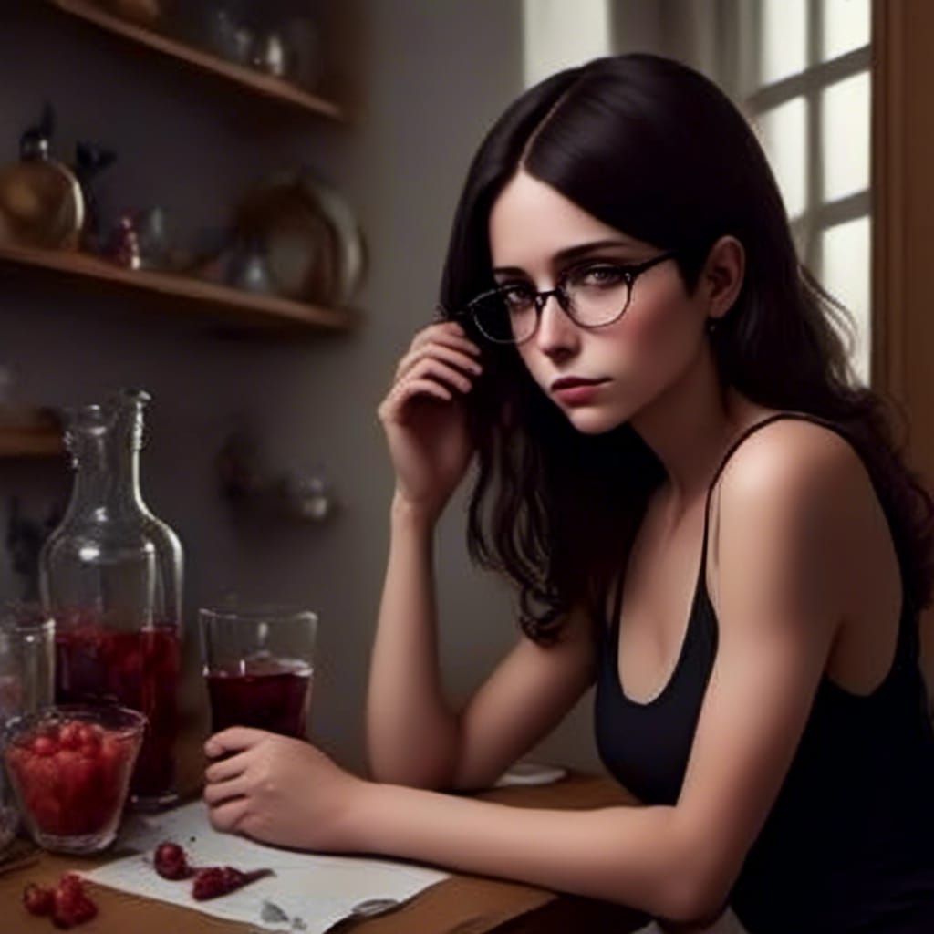 Tired Woman in Kitchen Morning Photo