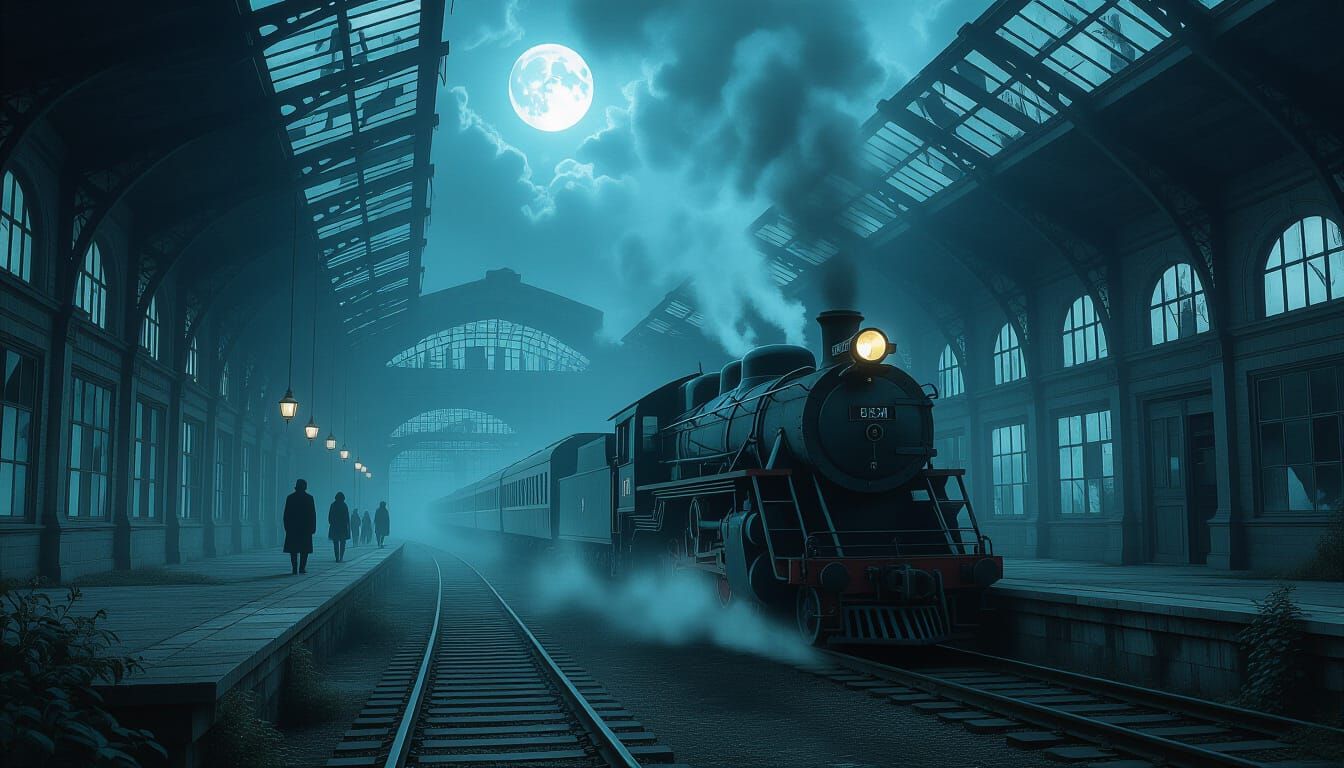 Ethereal Victorian Station Haunting at Midnight