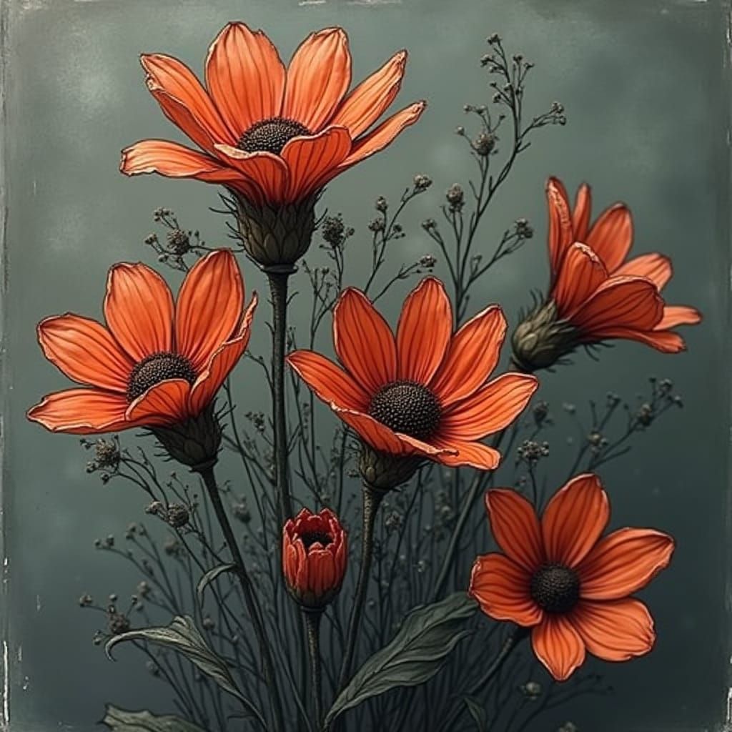 Abstract Etched Sketch Illustration