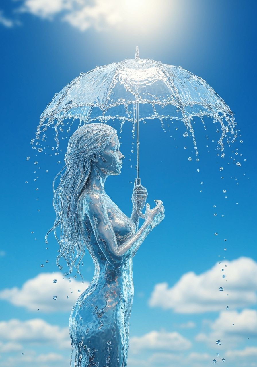 Water Woman with Ethereal Droplet Umbrella