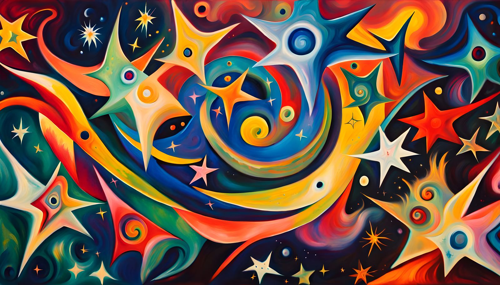 Iridescent Stars Formed From Cosmic Energy, Abstract Express...