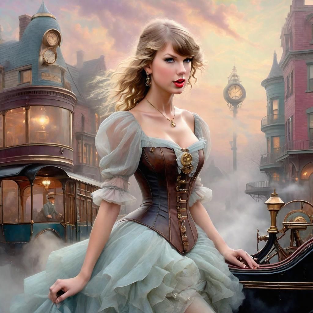 Steampunk Belle Epoque Woman in Ethereal Mist