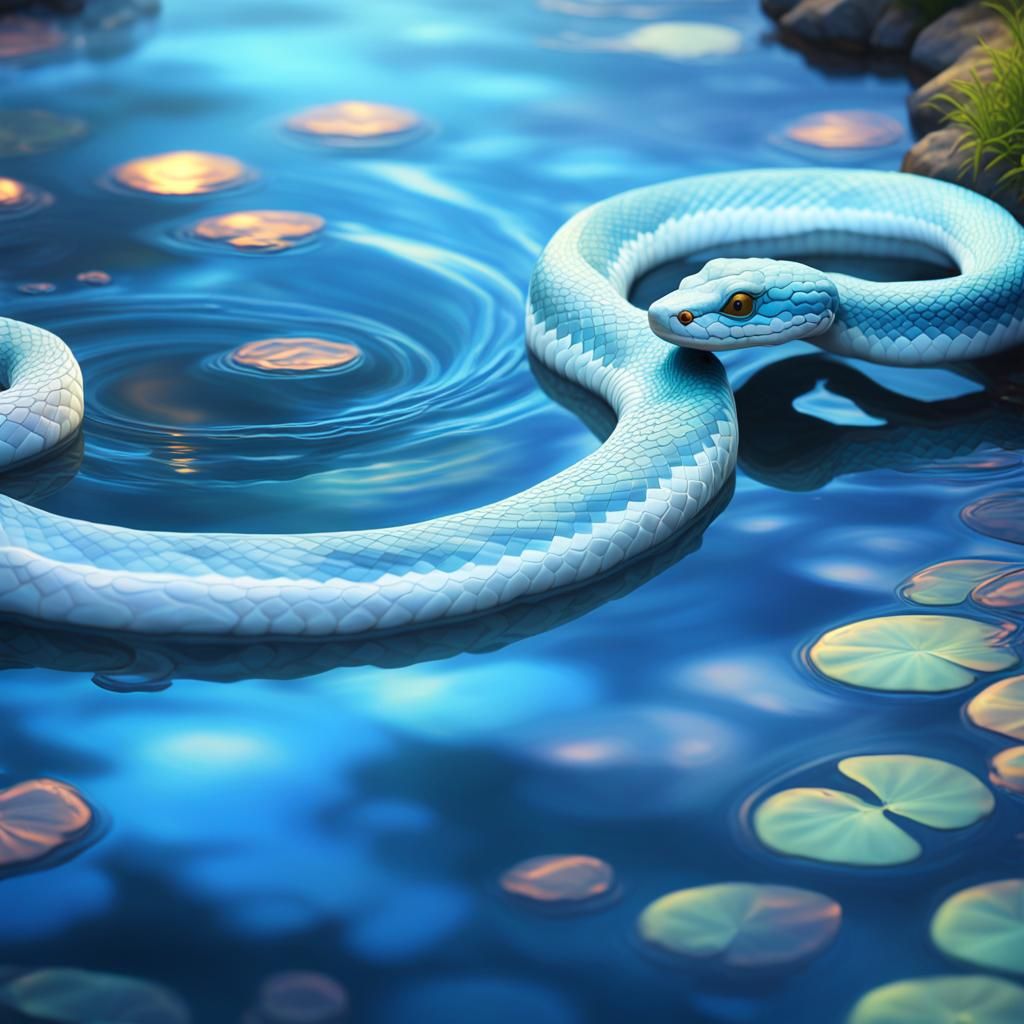 Surrealistic Water Serpent in Vibrant Oil Painting Style