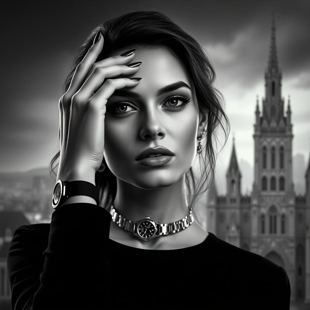 Elegant City Portrait in Monochromatic Style