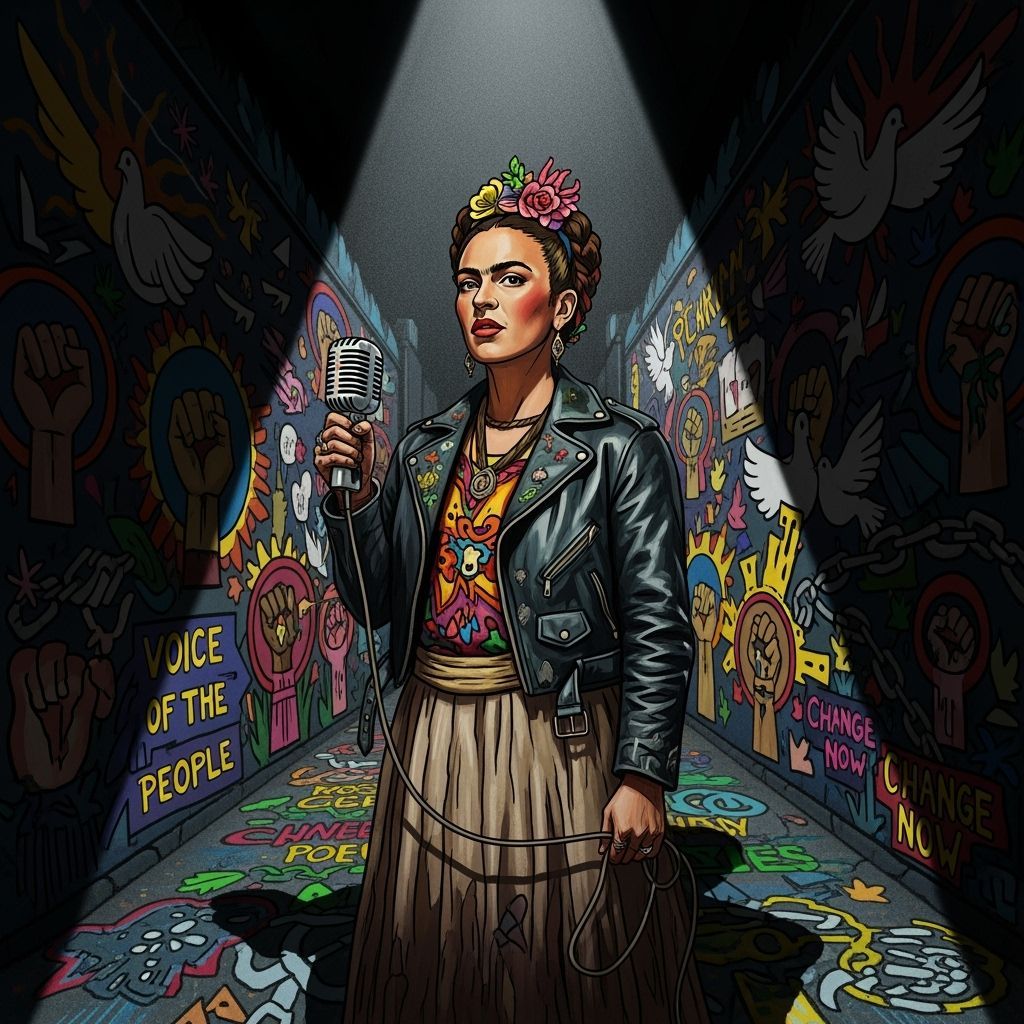 Woman Sings in Graffiti Alley, Muralist Style