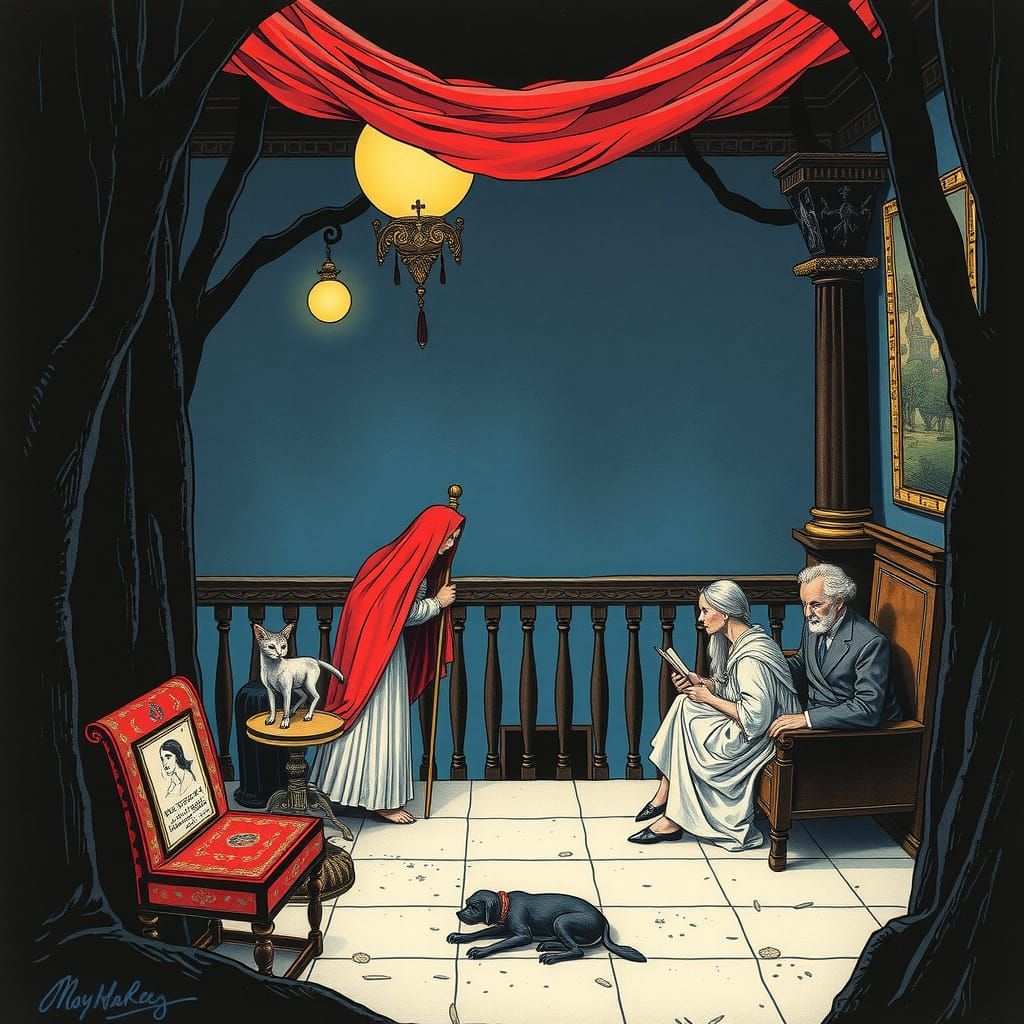 Surreal Collage of European Masters in Emo Goth Cartoon Styl...