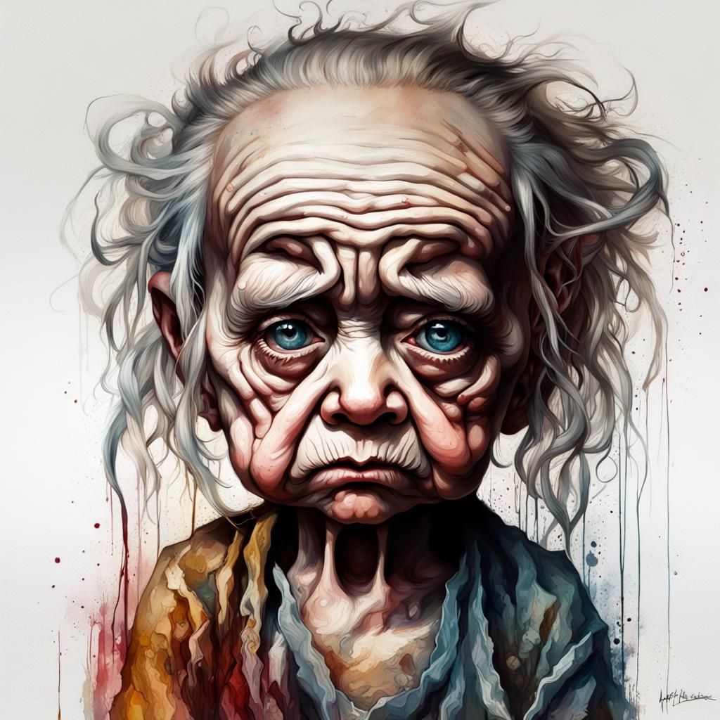 Chibi Granny Portrait in Fine Art Style