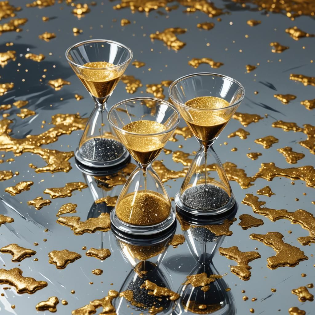 Pop Art Hourglasses with Silver and Gold Sand