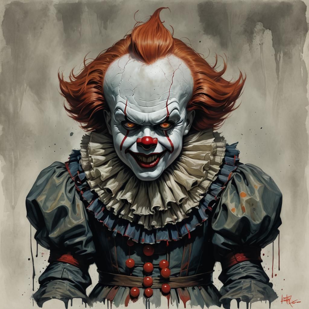 Sinister Pennywise Portrait in a Dark Style