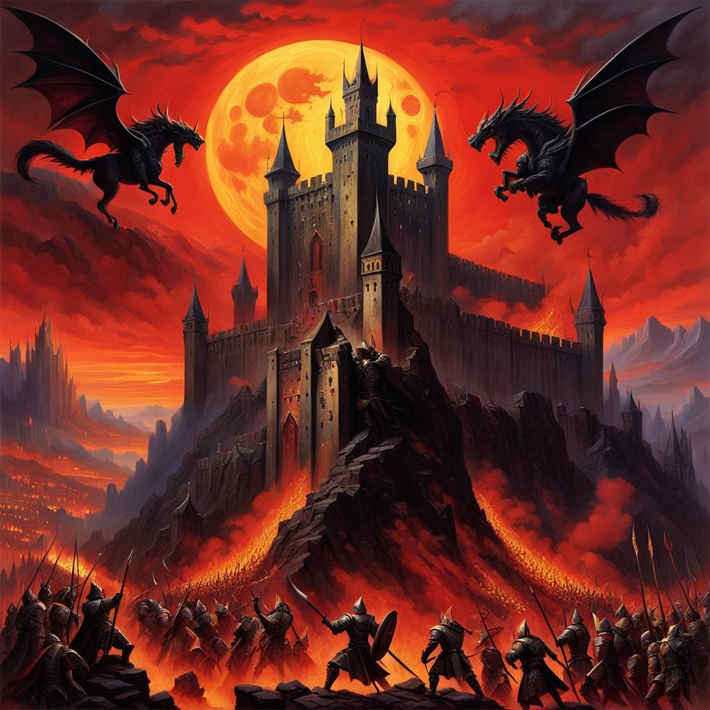 Epic Battle in a Moonlit Citadel
