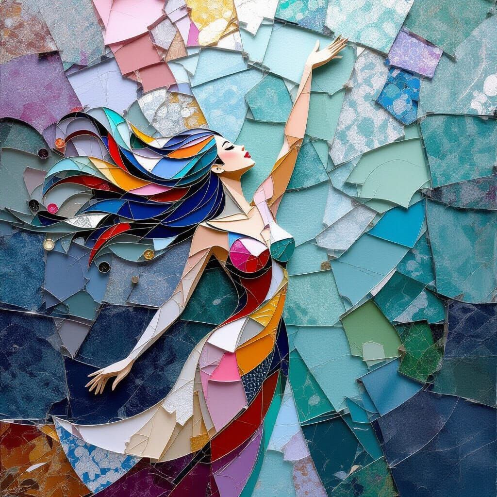 Elegant Paper Figure Reaching for the Sky