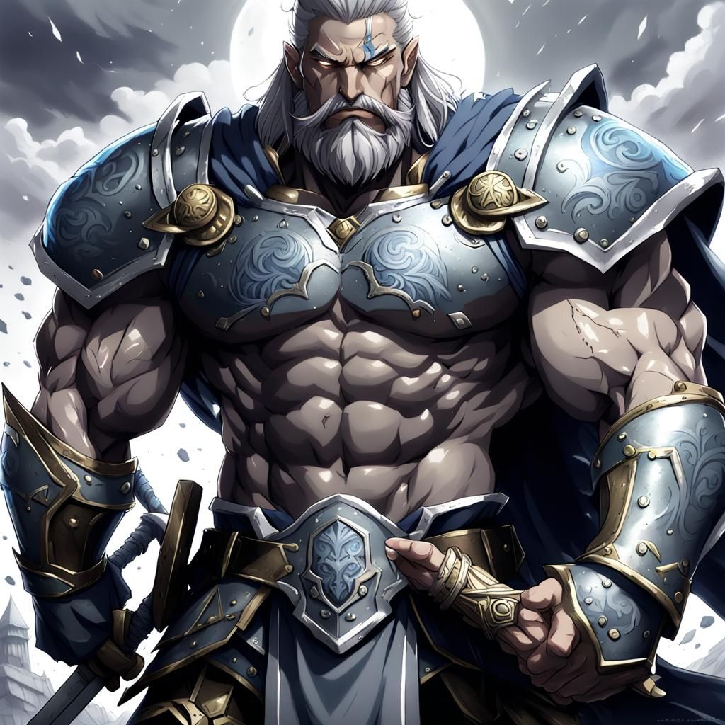 Crying Goliath Rune Knight in Anime Style