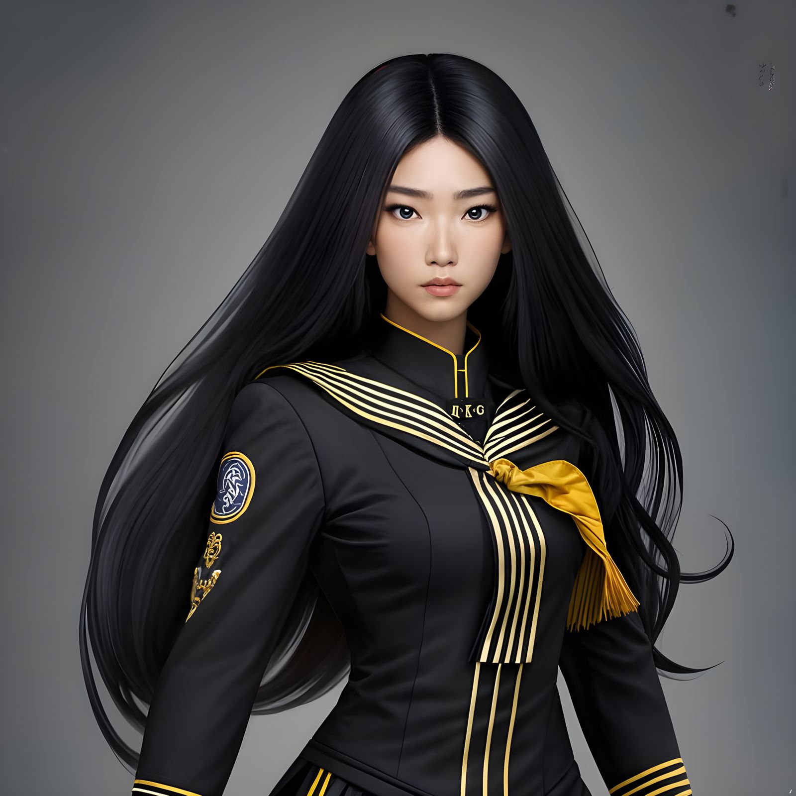 Serious Afro-Asian Athlete in Sailor Uniform