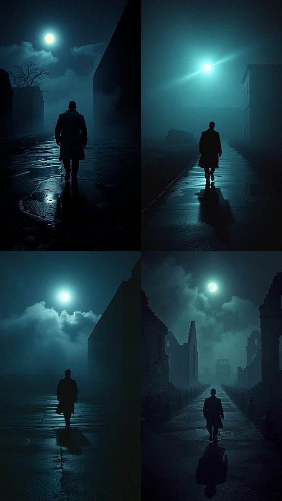 Noir Battlefield: Solitary Figure in Fog