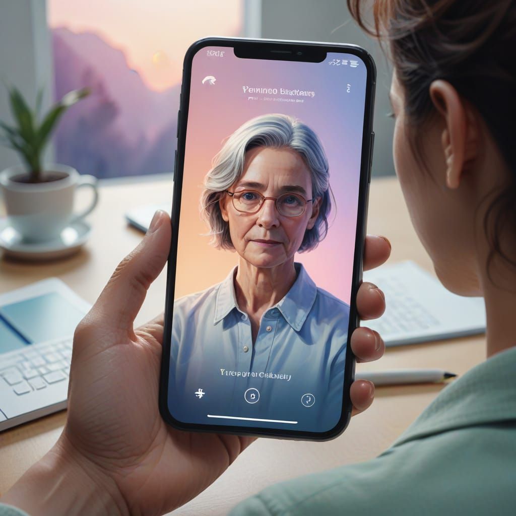Digital Therapy Session on Mobile Phone Concept Art
