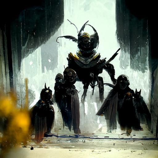 Bee Knights Guarding Hive in Sinister Cosmic Style