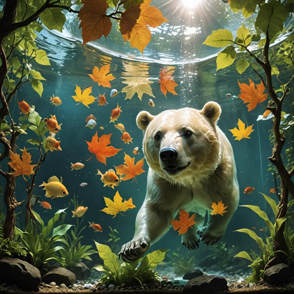 Polar Bear in Translucent Aquarium