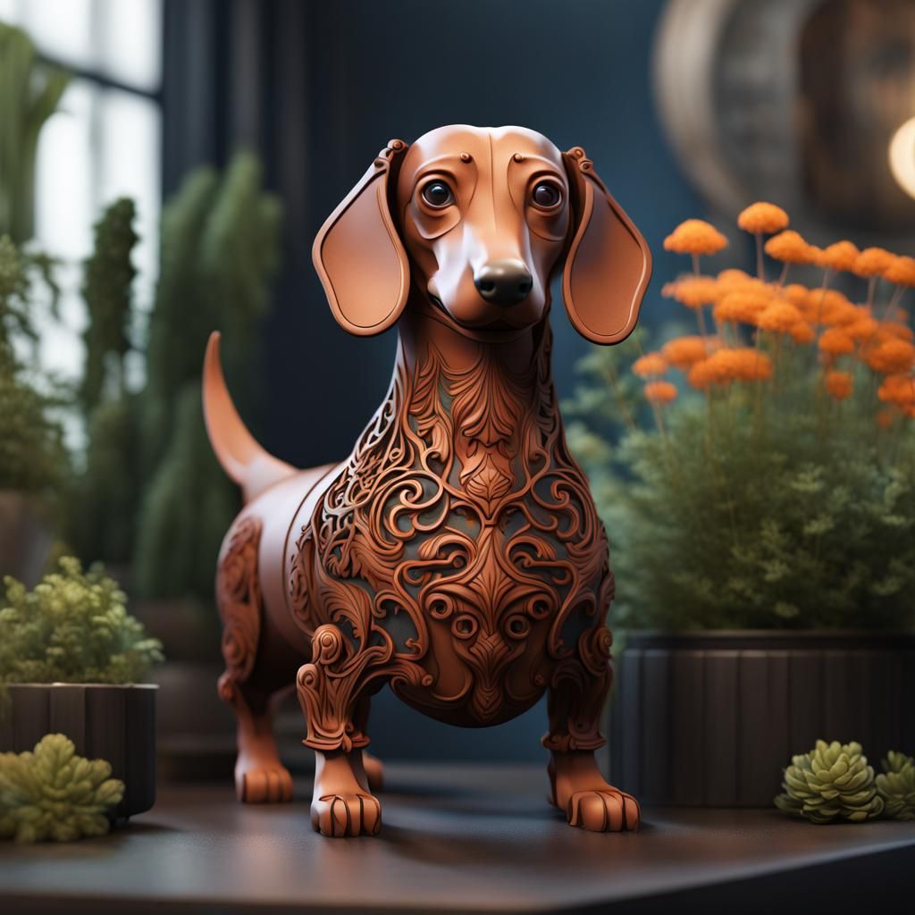 Detailed Laser Cut Dachshund Planter