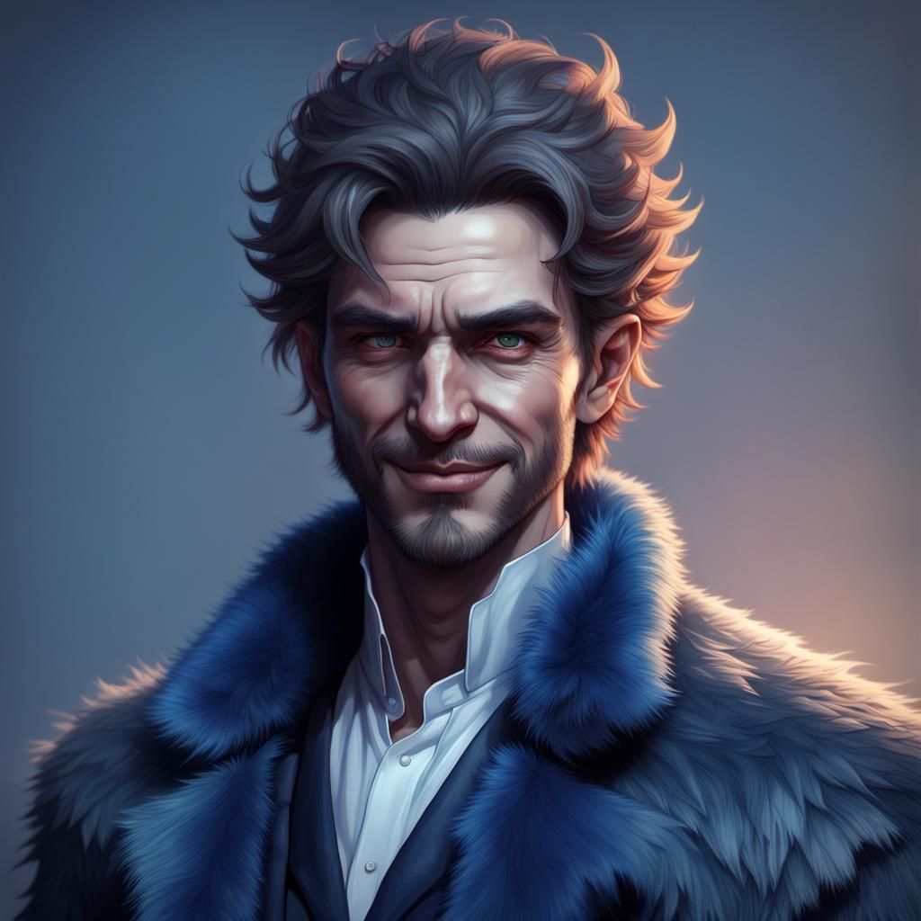 Dramatic Portrait of a Man in Fur Coat