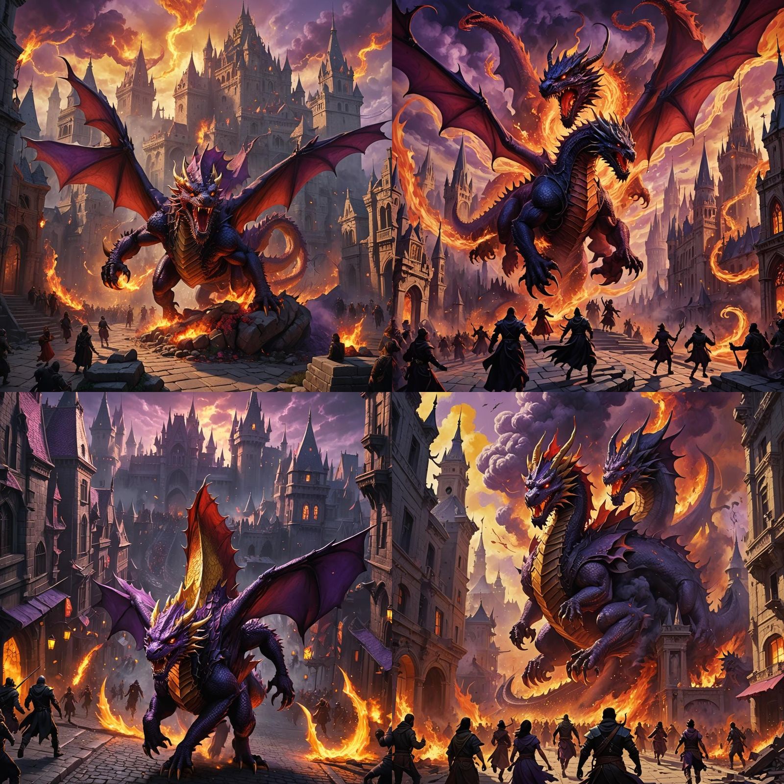 Red Dragon Kingdom Destruction: Dark Fantasy Art