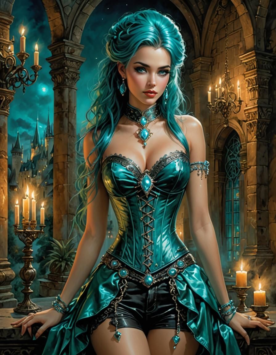 Turquoise Enchantress in Candlelight, Royo Style