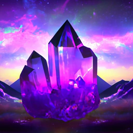 Rainbow Crystal Mountain Under Starlight