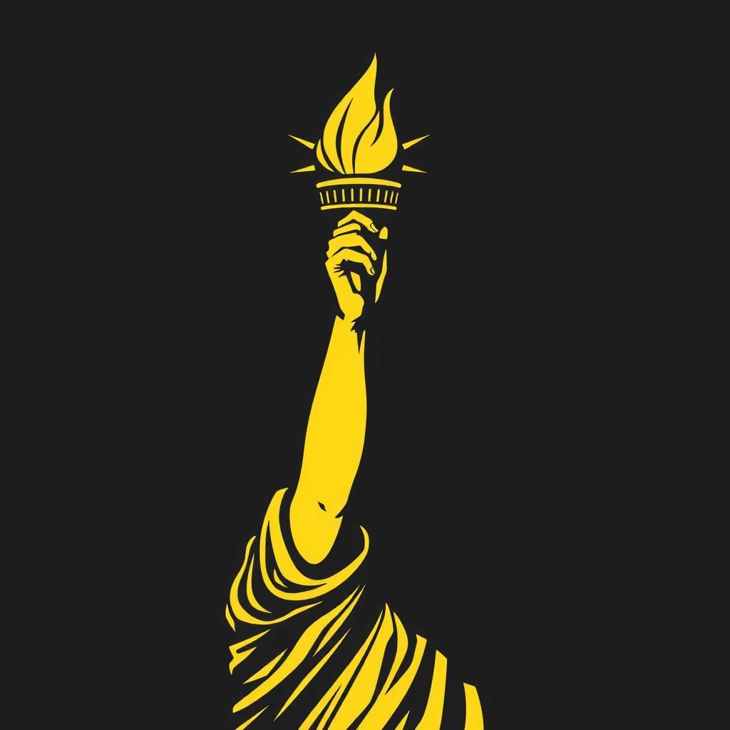 Statue of Liberty Torch Emblem in Comic Book Style