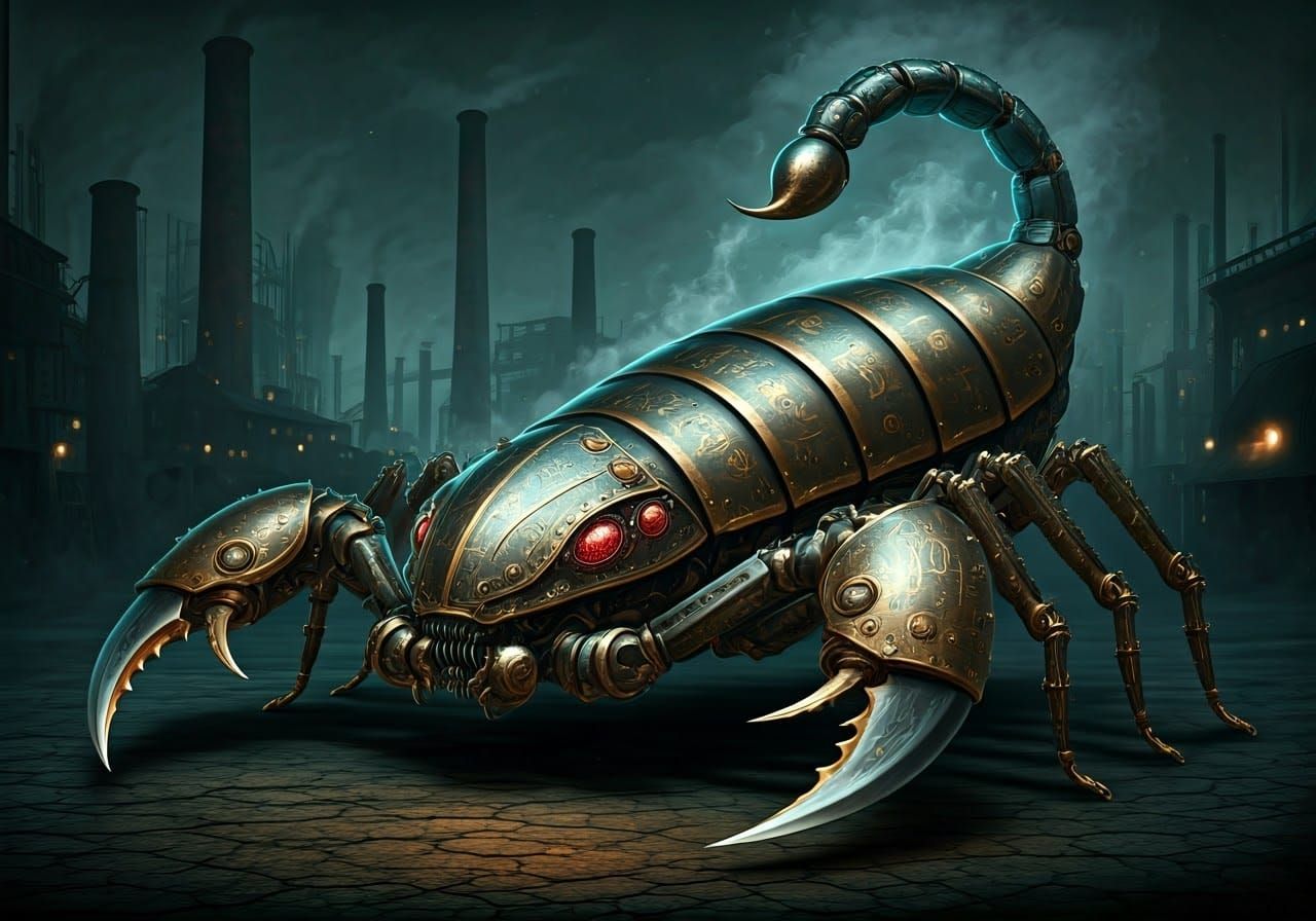 Steampunk Alien Mechanical Scorpion: Detailed Artwork