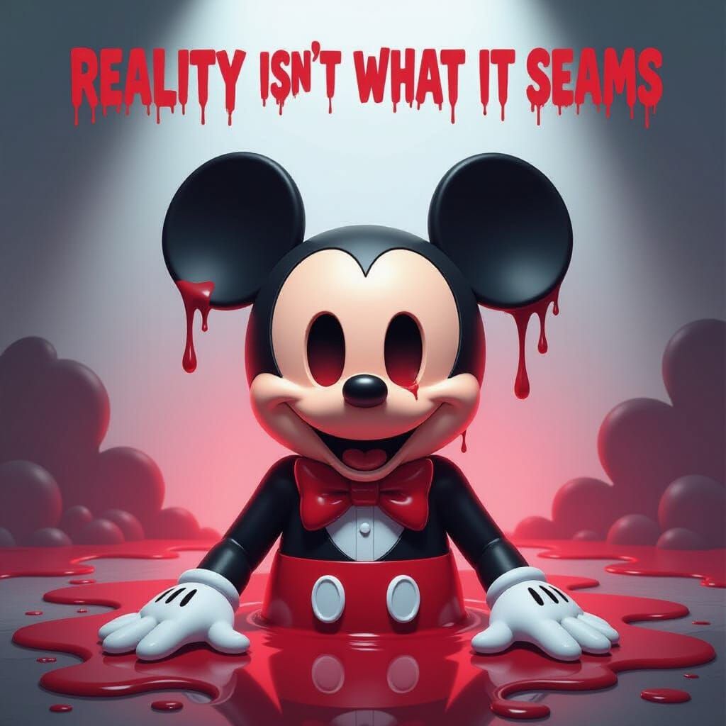 Melting Mickey Mouse Costume in Vibrant Anime Style