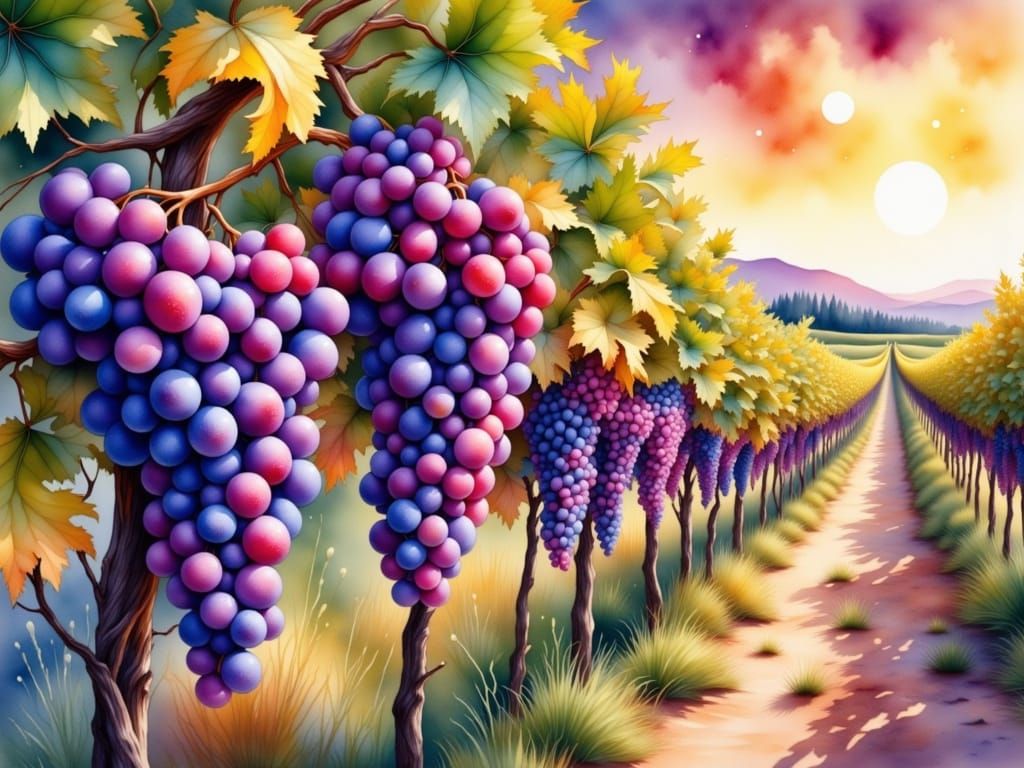 Vibrant Grapes in Morning Sunlight