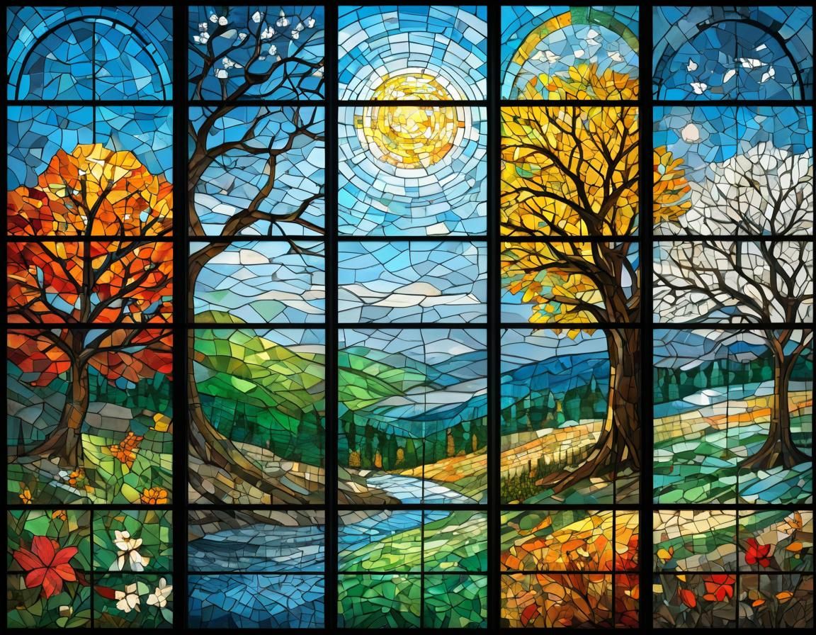 Seasons in Stained Glass: A Mosaic of Time