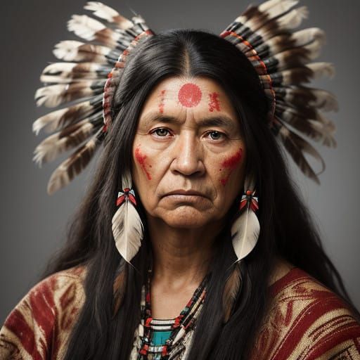 Native American Indian Woman in Traditional Portrait