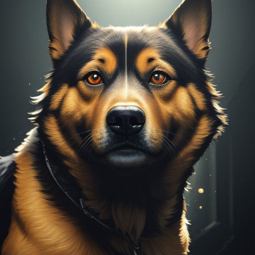 Realistic Canine Portrait in Vibrant, Gradient Hues