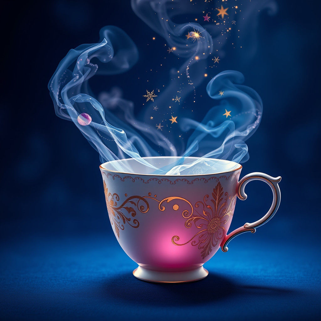 Coffee Cup with Dreamlike Clouds and Stardust