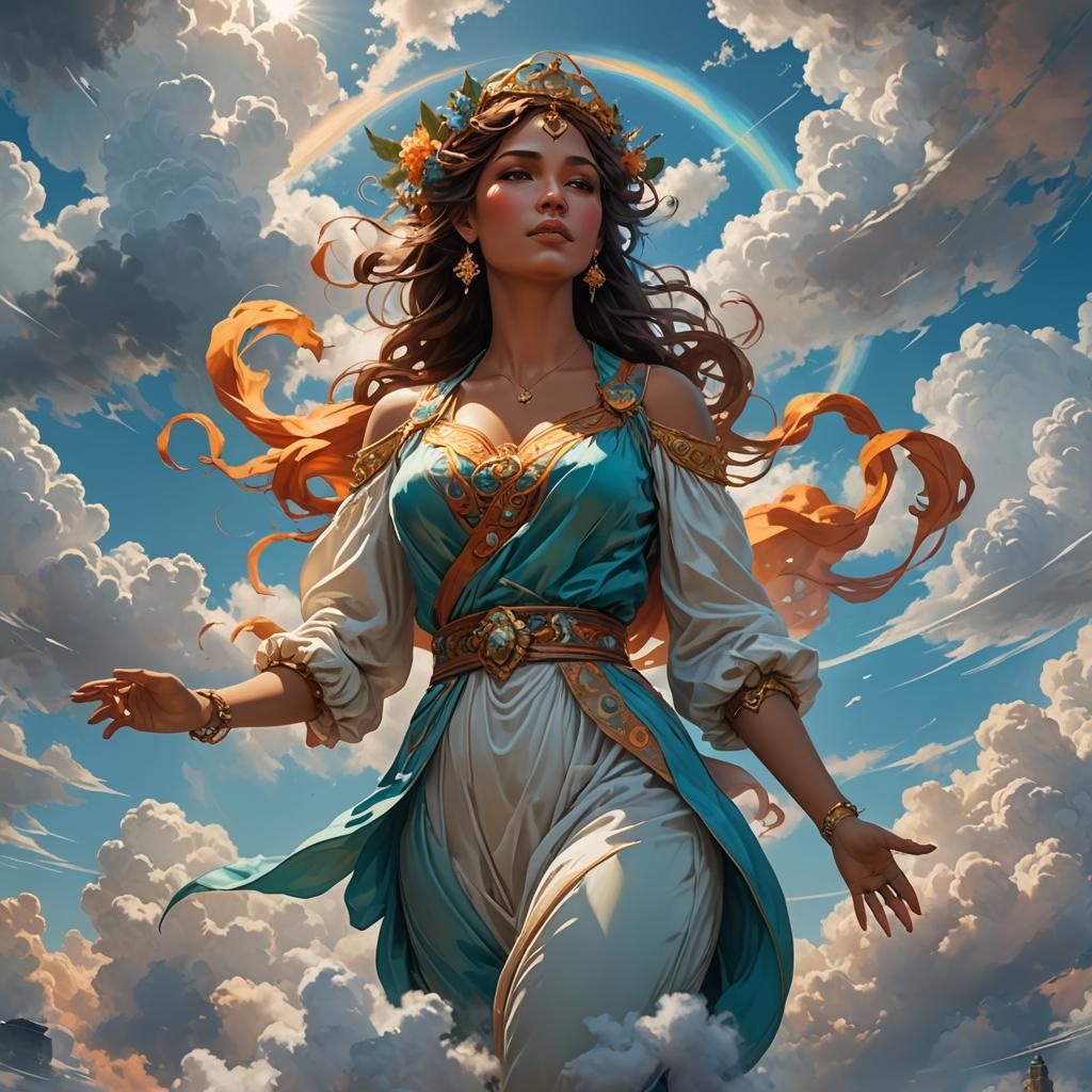 Ethereal Cloud Woman: Hyperdetailed Concept Art