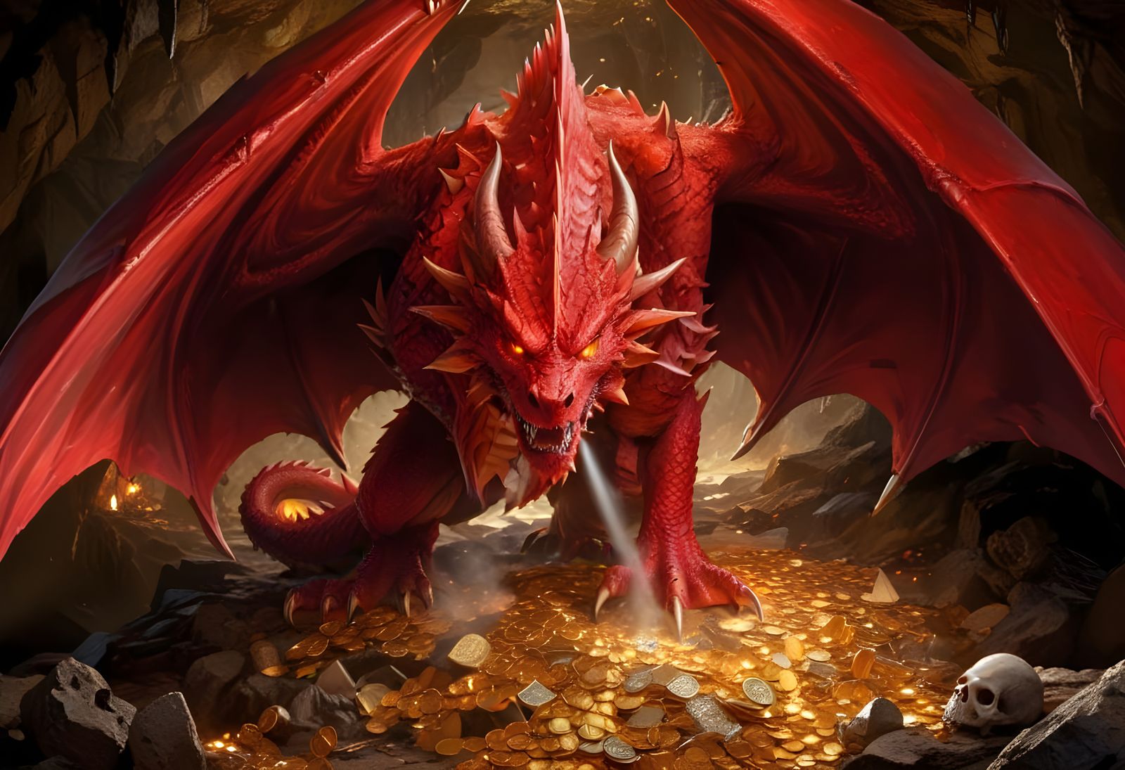 Mighty Red Dragon Guardians Dark Treasure Hoard