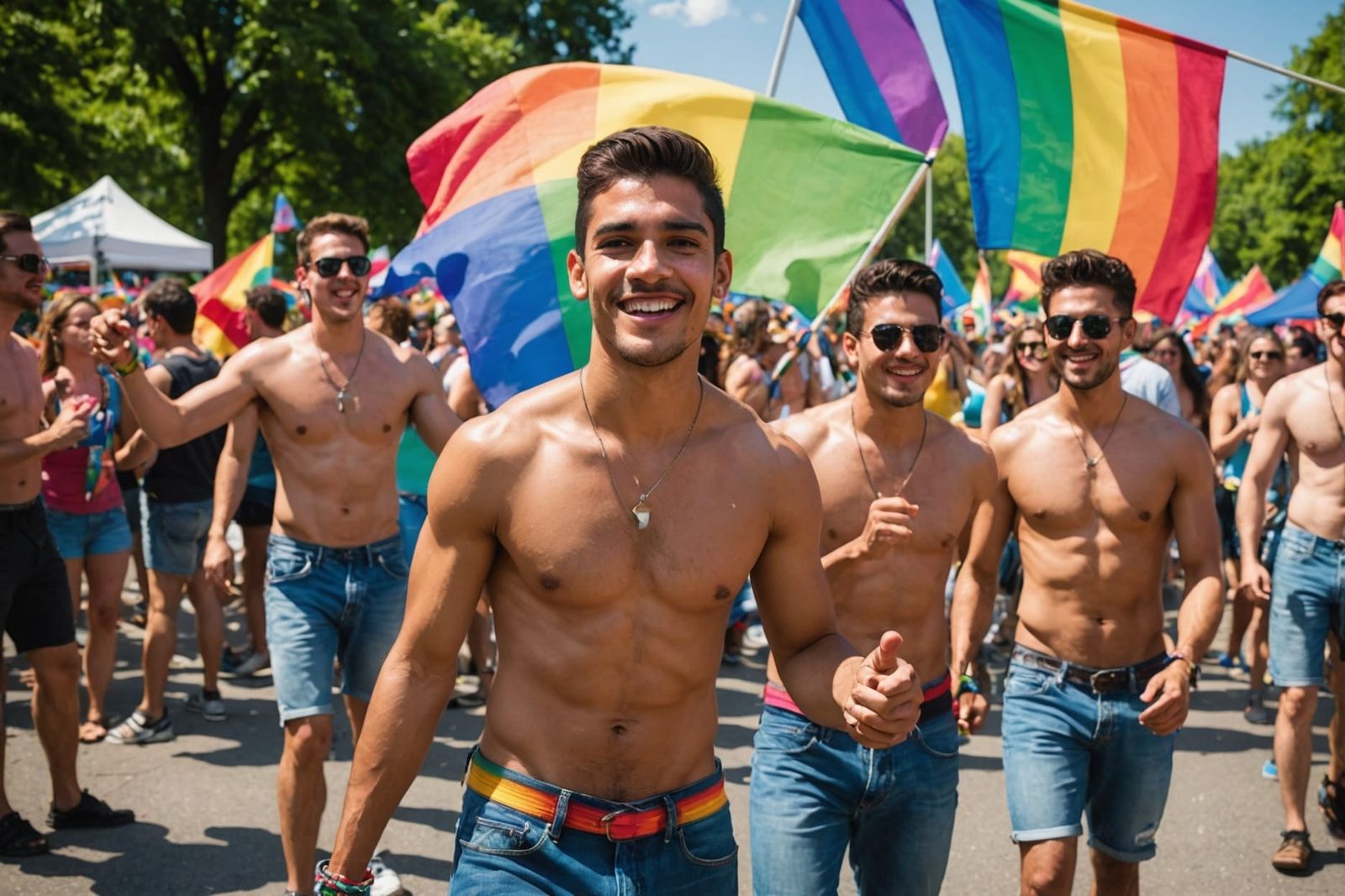 Gay Latino Man Dancing at Pride Festival
