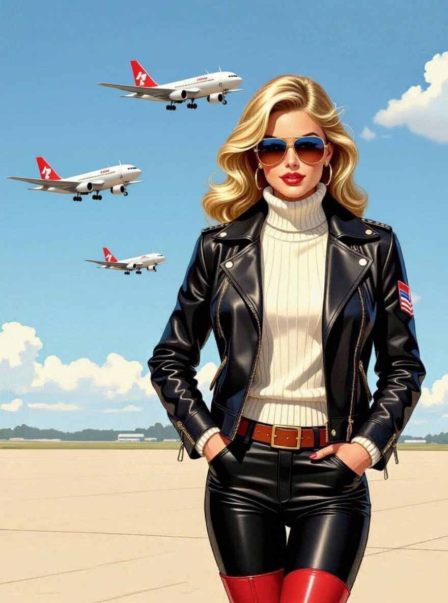 Romantic 1970s Comic Art of a Beautiful Pilot