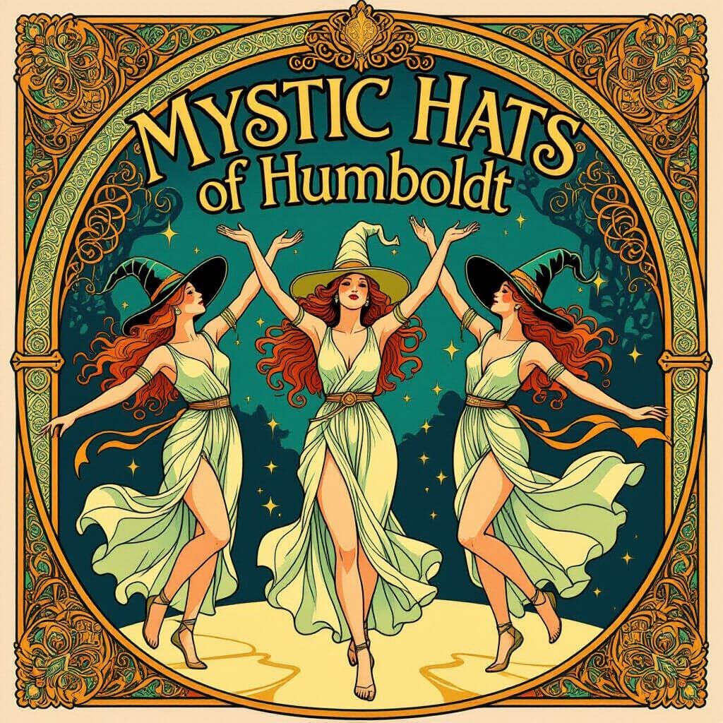 Celtic Goddesses Dance Under Mystic Hats Sign