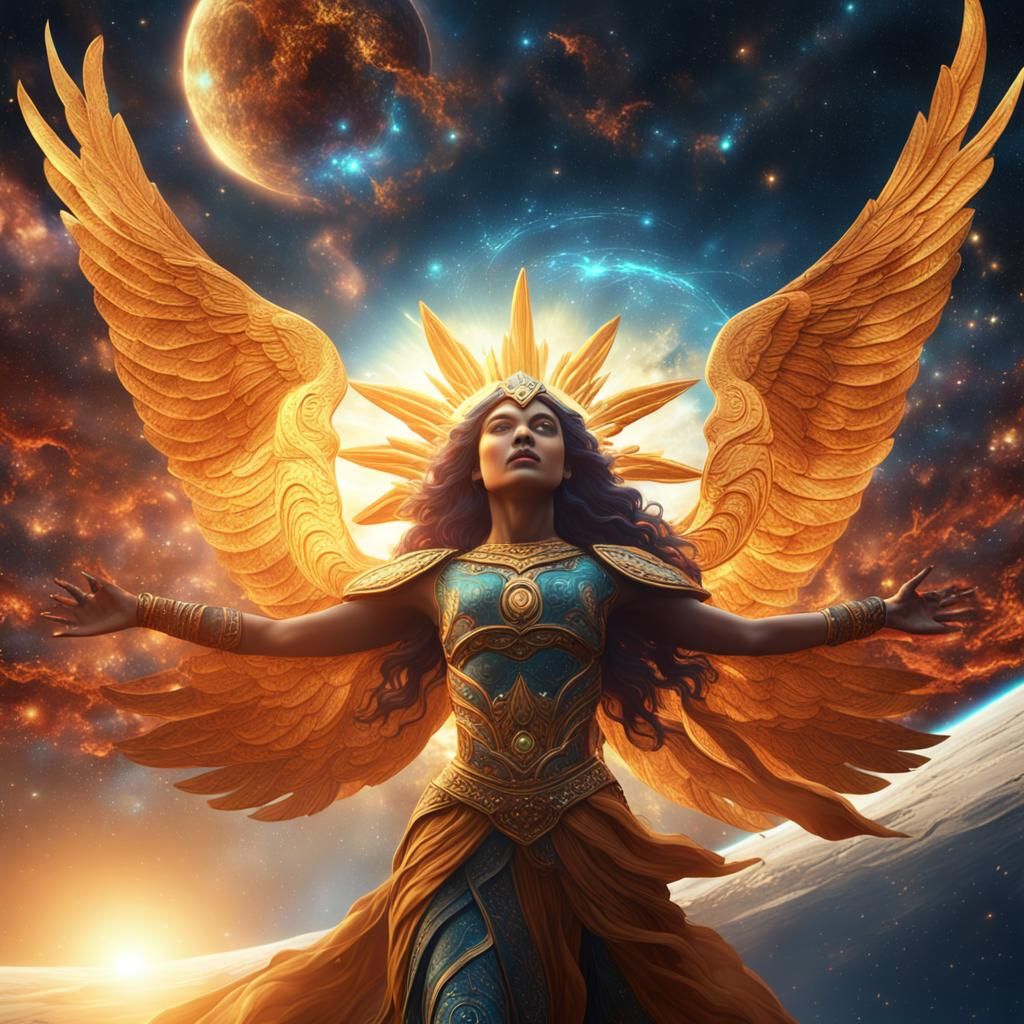 Goddess Flies to Sun: Digital Art