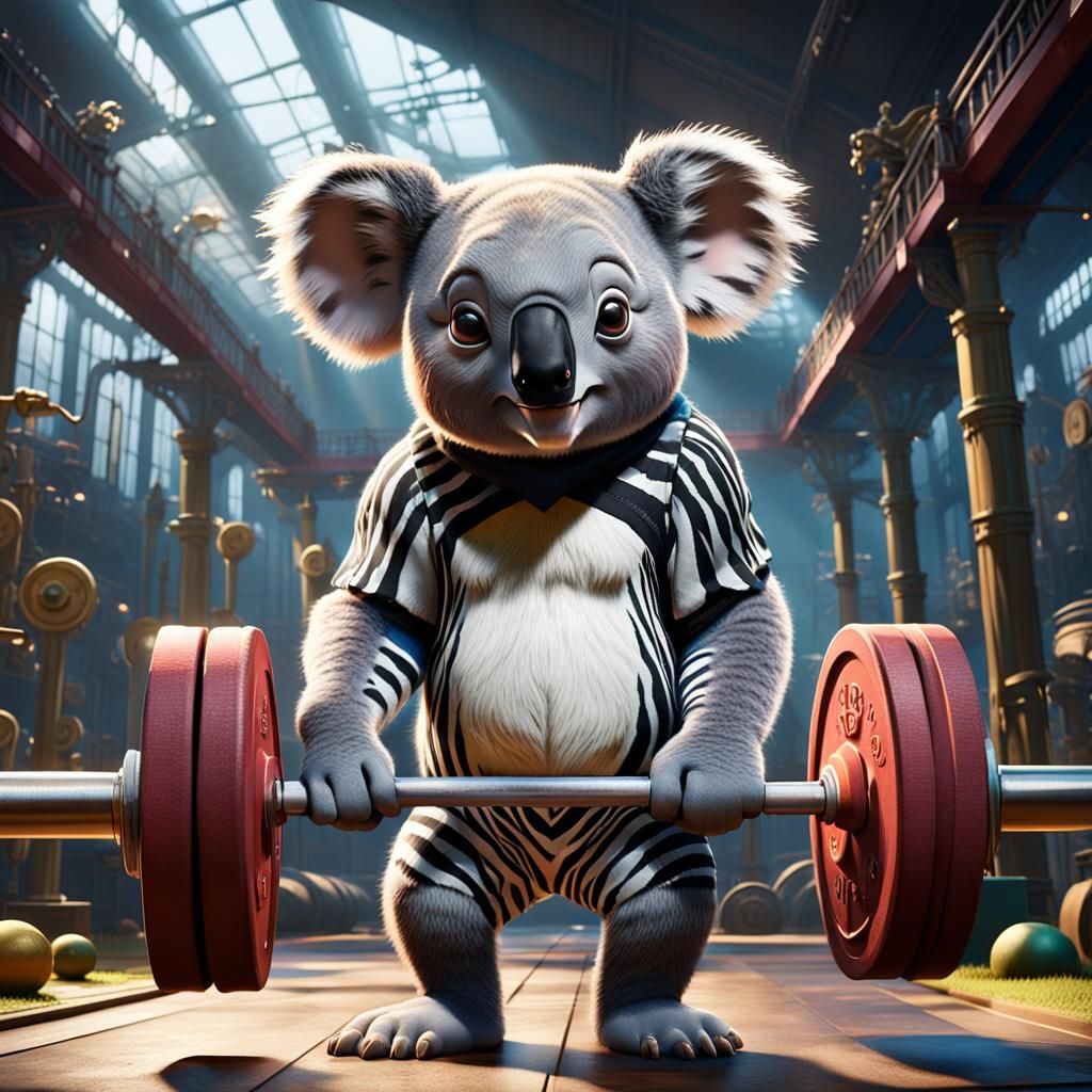 Animals Powerlifting at the Olympics in Pixar Style
