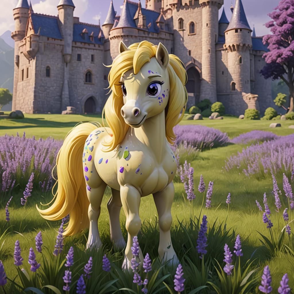 Yellow Pony in a Lavender Field