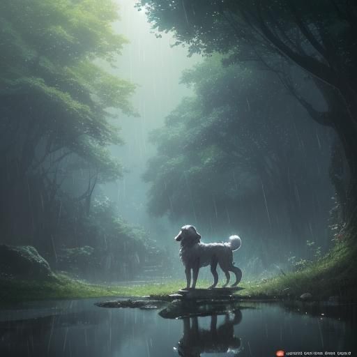 Fantasy Dog Adventure in Studio Ghibli Anime Style
