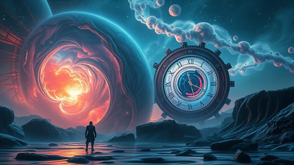 Surreal Cosmic Clockwork in Cinematic HDR Style