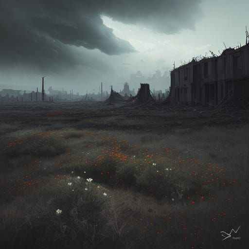 Blossoming Hope Amidst Desolation: A Haunting Album Cover