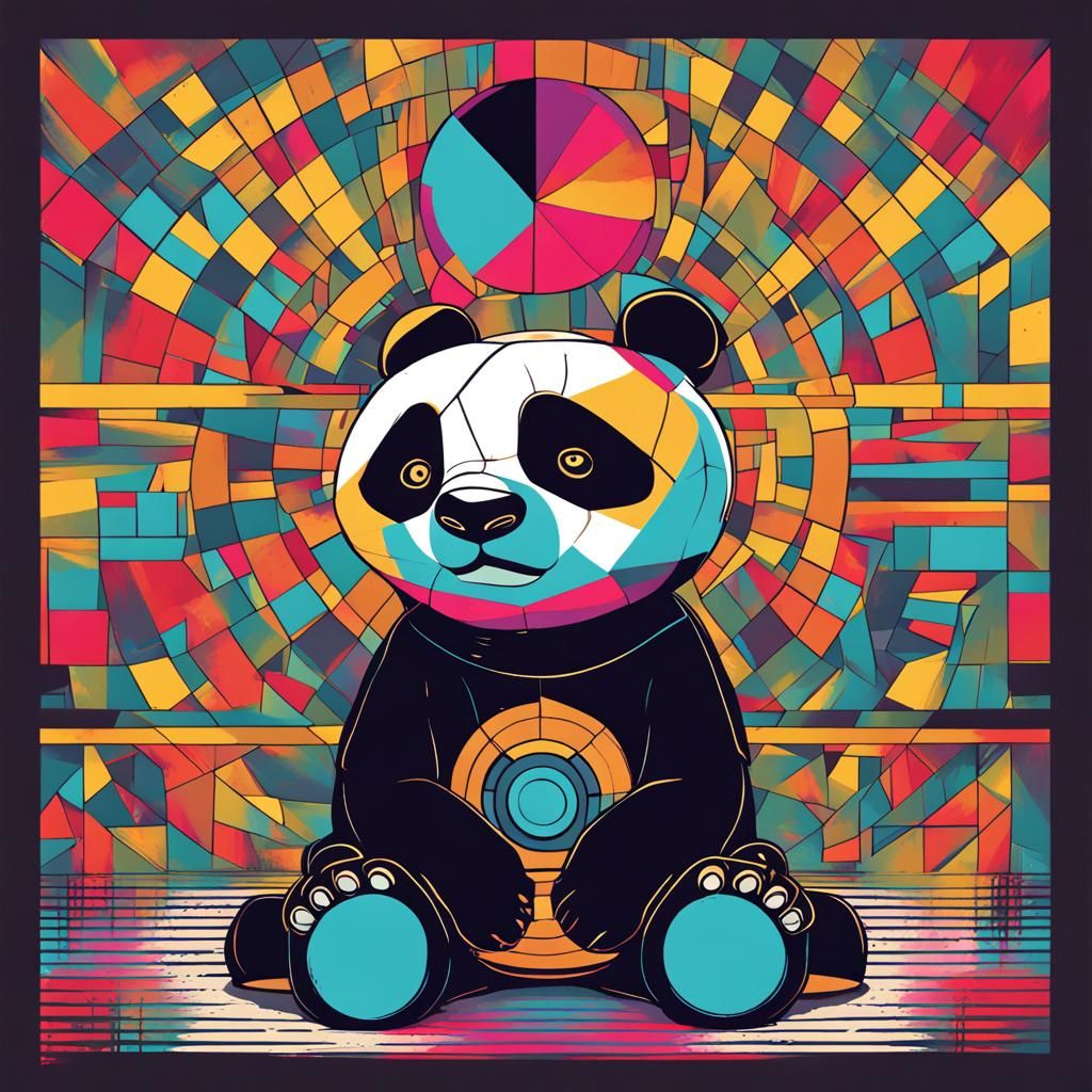Sad Panda God in Pop Art Style