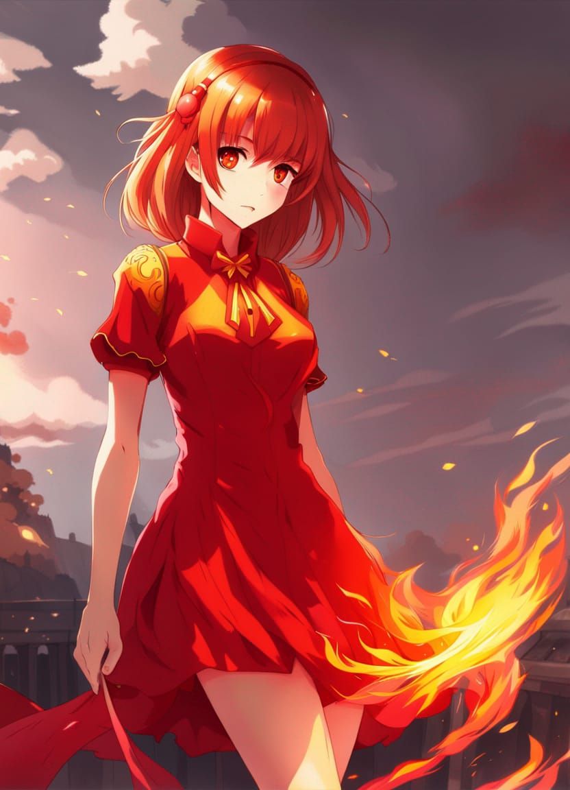 girl with red flame