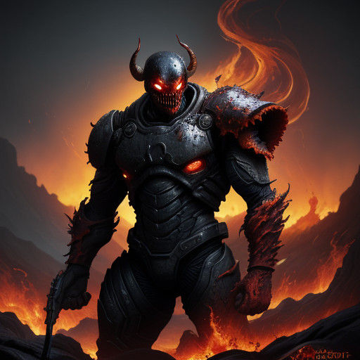 Doom Guy Unleashes Carnage in Hellish Landscape